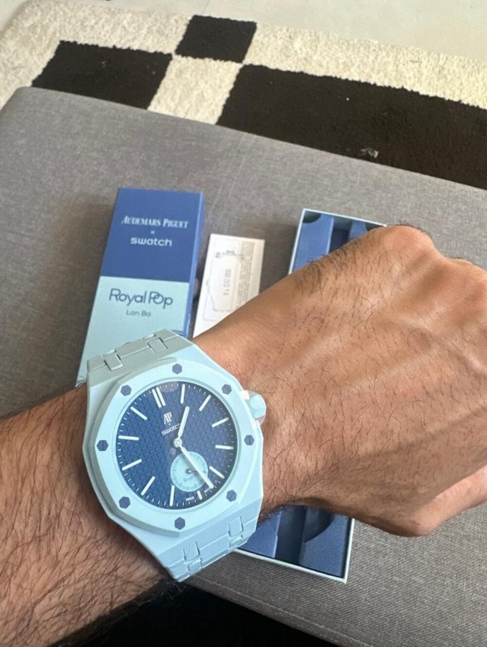 Swatch Blue Dial Pale Blue Bracelet Ceramic-Style Watch